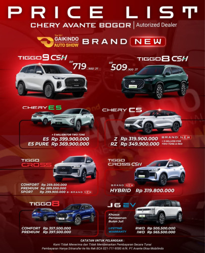 Pricelist Harga Chery sawangan 2025